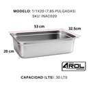 Inserto Acero Inoxidable ENTERO 1/1 x 200 Mm - Electrodomesticos Olvera