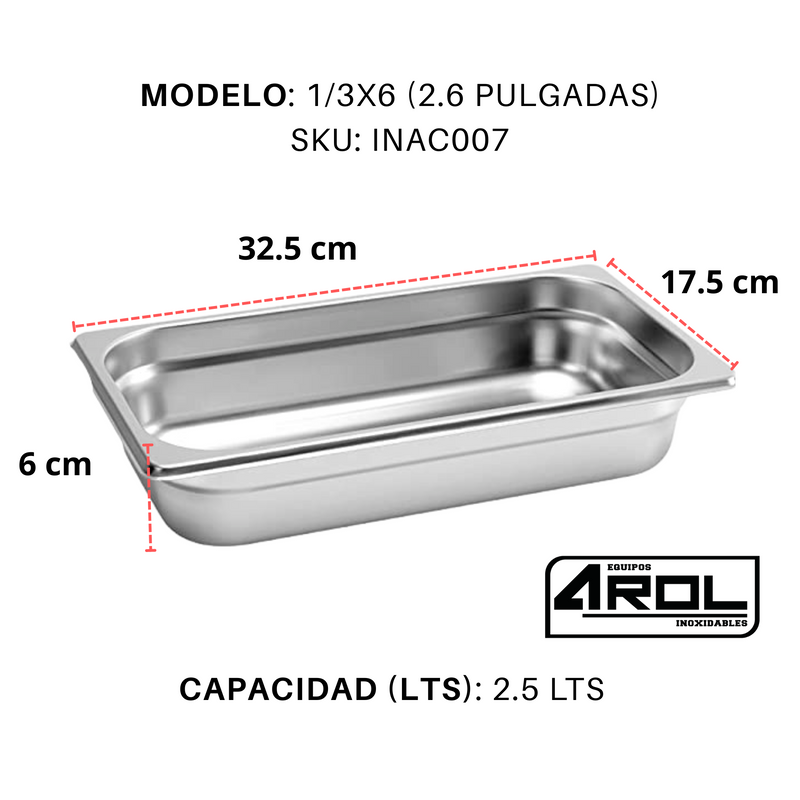 Inserto Acero Inoxidable TERCIO 1/3 x 65 Mm - Electrodomesticos Olvera